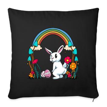 Osterhase Ostereier Regenbogen Kind Kinder Hase - Sofakissenbezug 45 x 45 cm - Schwarz - Vorne