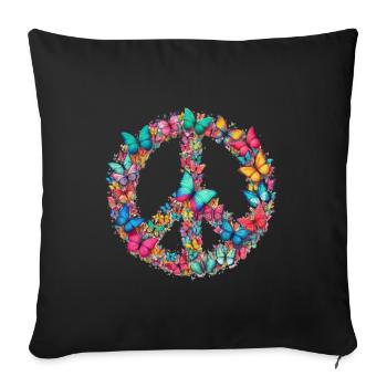 Joyeux Jour de la Terre Paix Papillons Paix Nature - Housse de coussin décorative 45 x 45 cm - noir - Devant