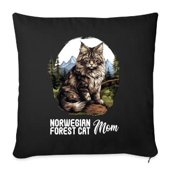 Chat des forêts norvégiennes Norwegische Waldkatze - Housse de coussin décorative 45 x 45 cm - noir - Devant