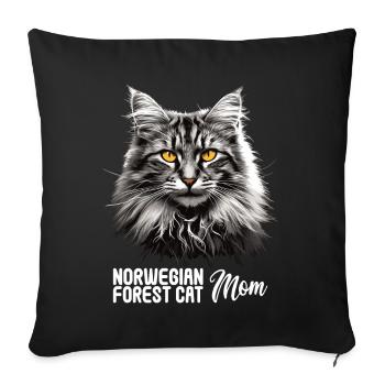 Chat des forêts norvégiennes Norwegische Waldkatze - Housse de coussin décorative 45 x 45 cm - noir - Devant