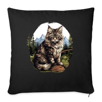 Chat des forêts norvégiennes Norwegische Waldkatze - Housse de coussin décorative 45 x 45 cm - noir - Devant