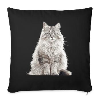 Norwegian Forest Cat Norwegische Waldkatze - Sofakissenbezug 45 x 45 cm - Schwarz - Vorne