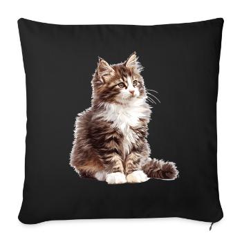 Chat des forêts norvégiennes Norwegische Waldkatze - Housse de coussin décorative 45 x 45 cm - noir - Devant