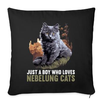 Chaton Nebelung Chat Nebelung - Housse de coussin décorative 45 x 45 cm - noir - Devant