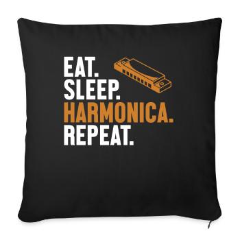 Manger Sommeil Harmonica Répéter Bouche Harmoniste Harmoniste - Housse de coussin décorative 45 x 45 cm - noir - Devant