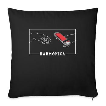 Michel-Ange Création de la bouche d’harmonica d’Adam - Housse de coussin décorative 45 x 45 cm - noir - Devant
