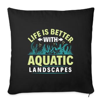 La vie est plus belle avec Paysages aquatiques - Aqua - Housse de coussin décorative 45 x 45 cm - noir - Devant