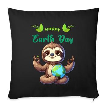 Earth Day Sloth Yoga Meditation Conservation - Sofa pillowcase 17,3'' x 17,3'' (45 x 45 cm) - black - Front