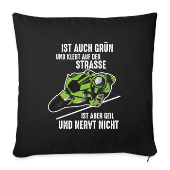 Motard motard coincé sur la route - Housse de coussin décorative 45 x 45 cm - noir - Devant