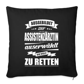 Ausgebildet Zur Assistenzärztin Ärztin Arzt - Sofakissenbezug 45 x 45 cm - Schwarz - Vorne