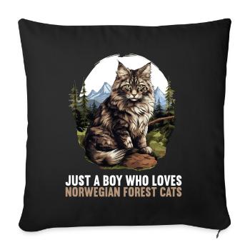 Chat des forêts norvégiennes Norwegische Waldkatze - Housse de coussin décorative 45 x 45 cm - noir - Devant
