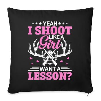 Ouais Je Tire Comme Une Fille Je Veux Une Leçon Drôle - Housse de coussin décorative 45 x 45 cm - noir - Devant