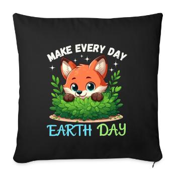 Happy Earth Day fox forest wild animal animal protection - Sofa pillowcase 17,3'' x 17,3'' (45 x 45 cm) - black - Front