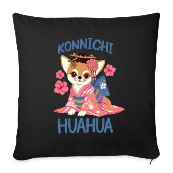 Japanischer Chihuahua - Sofakissenbezug 45 x 45 cm - Schwarz - Vorne