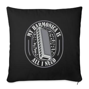 Mon harmonica est tout ce dont j’ai besoin Harmonique à bouche - Housse de coussin décorative 45 x 45 cm - noir - Devant