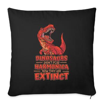Dinosaurs Didn't Play Harmonica Mouth Harp - Sofa pillowcase 17,3'' x 17,3'' (45 x 45 cm) - black - Front