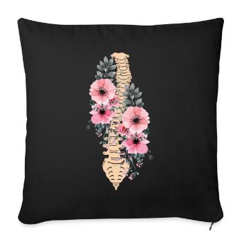 Drôle de scoliose Spinal Fusion Fleurs Cervicales - Housse de coussin décorative 45 x 45 cm - noir - Devant