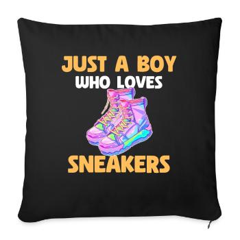 Just A Boy Who Loves Sneakers - Sofakissenbezug 45 x 45 cm - Schwarz - Vorne