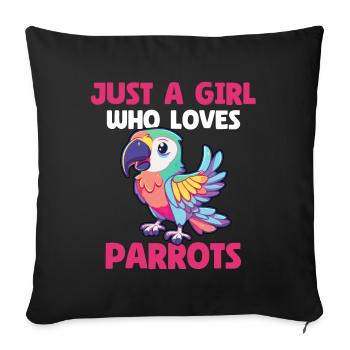 Juste une fille qui aime les perroquets - Housse de coussin décorative 45 x 45 cm - noir - Devant