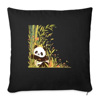 Panda Bear Bamboo Japanese Panda - Sofa pillowcase 17,3'' x 17,3'' (45 x 45 cm) - black - Front