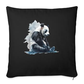 Panda Bear Aquarelles Panda japonais - Housse de coussin décorative 45 x 45 cm - noir - Devant