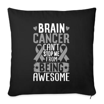 Cancer du cerveau Propagation de la chimiothérapie à ruban gris - Housse de coussin décorative 45 x 45 cm - noir - Devant