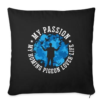 Pigeon voyageur Ma passion Mon éleveur de pigeons voyageurs - Housse de coussin décorative 45 x 45 cm - noir - Devant