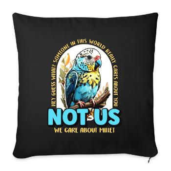 Perruche Hey Devinez quoi Perruche propriétaire Perruche amoureux - Housse de coussin décorative 45 x 45 cm - noir - Devant