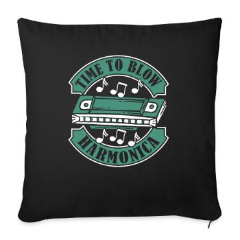 Il est temps de souffler Harmonica Bouche Harmoniste Harmonist - Housse de coussin décorative 45 x 45 cm - noir - Devant