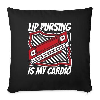Le pincement des lèvres est ma harpe à bouche d’harmoniciste cardio - Housse de coussin décorative 45 x 45 cm - noir - Devant