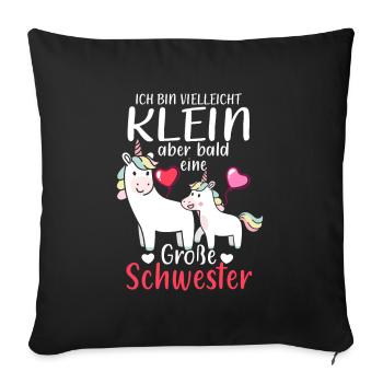 Je suis petite mais bientôt une grande sœur - Housse de coussin décorative 45 x 45 cm - noir - Devant