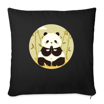 Meditating Panda Bear Japanese Giant Panda - Sofa pillowcase 17,3'' x 17,3'' (45 x 45 cm) - black - Front