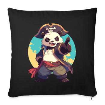 Panda Bear Pirate Panda géant japonais - Housse de coussin décorative 45 x 45 cm - noir - Devant