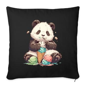 Panda Bear Ice Cream Japanese Giant Panda - Sofa pillowcase 17,3'' x 17,3'' (45 x 45 cm) - black - Front