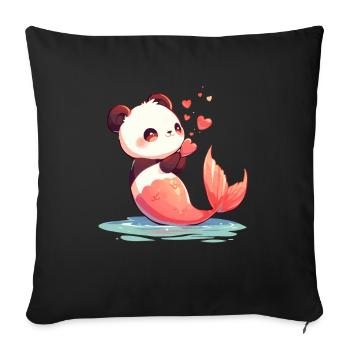 Panda Ours Sirène Panda géant japonais - Housse de coussin décorative 45 x 45 cm - noir - Devant