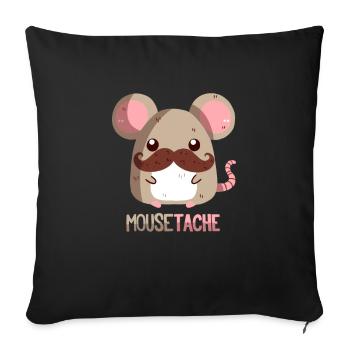 Souris avec une moustache - Housse de coussin décorative 45 x 45 cm - noir - Devant