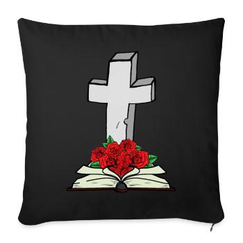 Croix Bible Livre Jésus Dieu Résurrection Mort - Housse de coussin décorative 45 x 45 cm - noir - Devant