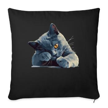 Chat bleu russe Russisch Blau Katze - Housse de coussin décorative 45 x 45 cm - noir - Devant