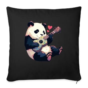 Panda Bear Ukulélé Panda géant japonais - Housse de coussin décorative 45 x 45 cm - noir - Devant