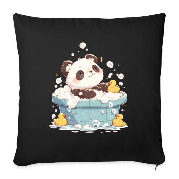 Panda Bear Bain moussant Panda géant japonais - Housse de coussin décorative 45 x 45 cm - noir - Devant