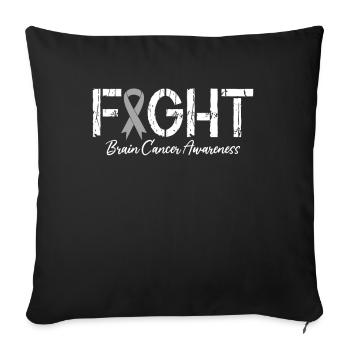 Fight Brain Cancer Neurosurgery Gray Ribbon - Sofa pillowcase 17,3'' x 17,3'' (45 x 45 cm) - black - Front