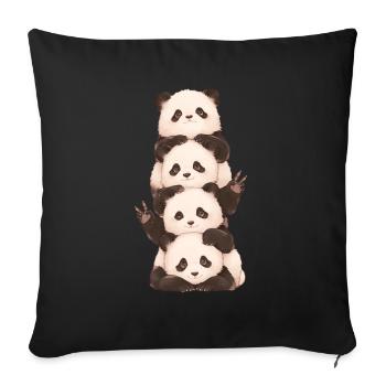 Panda Ours Paix Panda géant japonais - Housse de coussin décorative 45 x 45 cm - noir - Devant