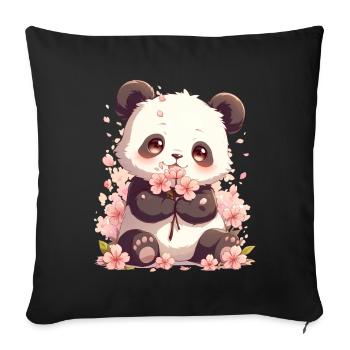 Panda Bear Japanese Giant Panda - Sofa pillowcase 17,3'' x 17,3'' (45 x 45 cm) - black - Front