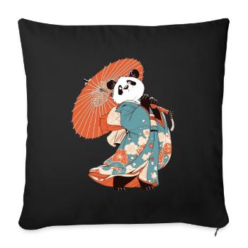 Panda Ours Geisha Panda géant japonais - Housse de coussin décorative 45 x 45 cm - noir - Devant