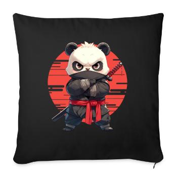 Panda Bear Ninja Panda géant japonais - Housse de coussin décorative 45 x 45 cm - noir - Devant