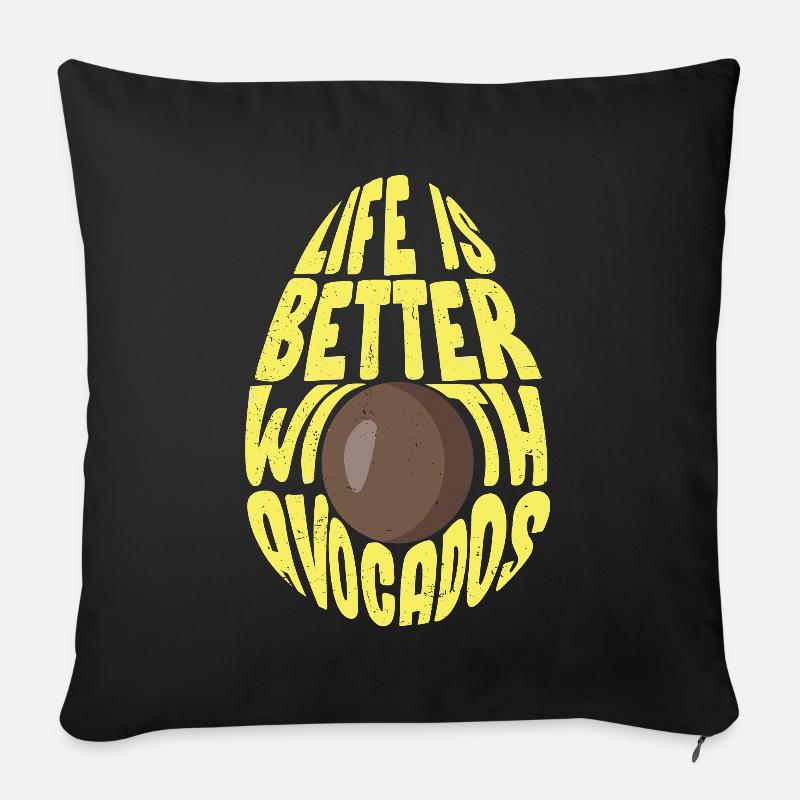 Avocado - Sofakissenbezug 45 x 45 cm - Schwarz