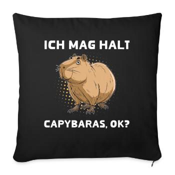 I just like capybaras ok? - Sofa pillowcase 17,3'' x 17,3'' (45 x 45 cm) - black - Front