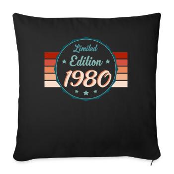 Retro Charme Edition 1980 Geschenk Unikat - Sofakissenbezug 45 x 45 cm - Schwarz - Vorne