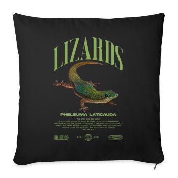 Phelsuma laticauda Day Gecko Lizard Keeper - Sofa pillowcase 17,3'' x 17,3'' (45 x 45 cm) - black - Front
