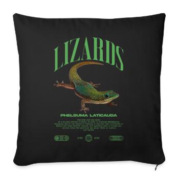 Phelsuma laticauda Day Gecko Lizard Keeper - Sofa pillowcase 17,3'' x 17,3'' (45 x 45 cm) - black - Front